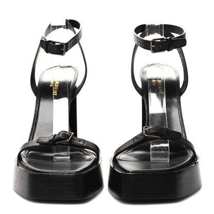 Saint Laurent Calfskin Platz 105 Platform Sandals 40.5 Black 2 of 8