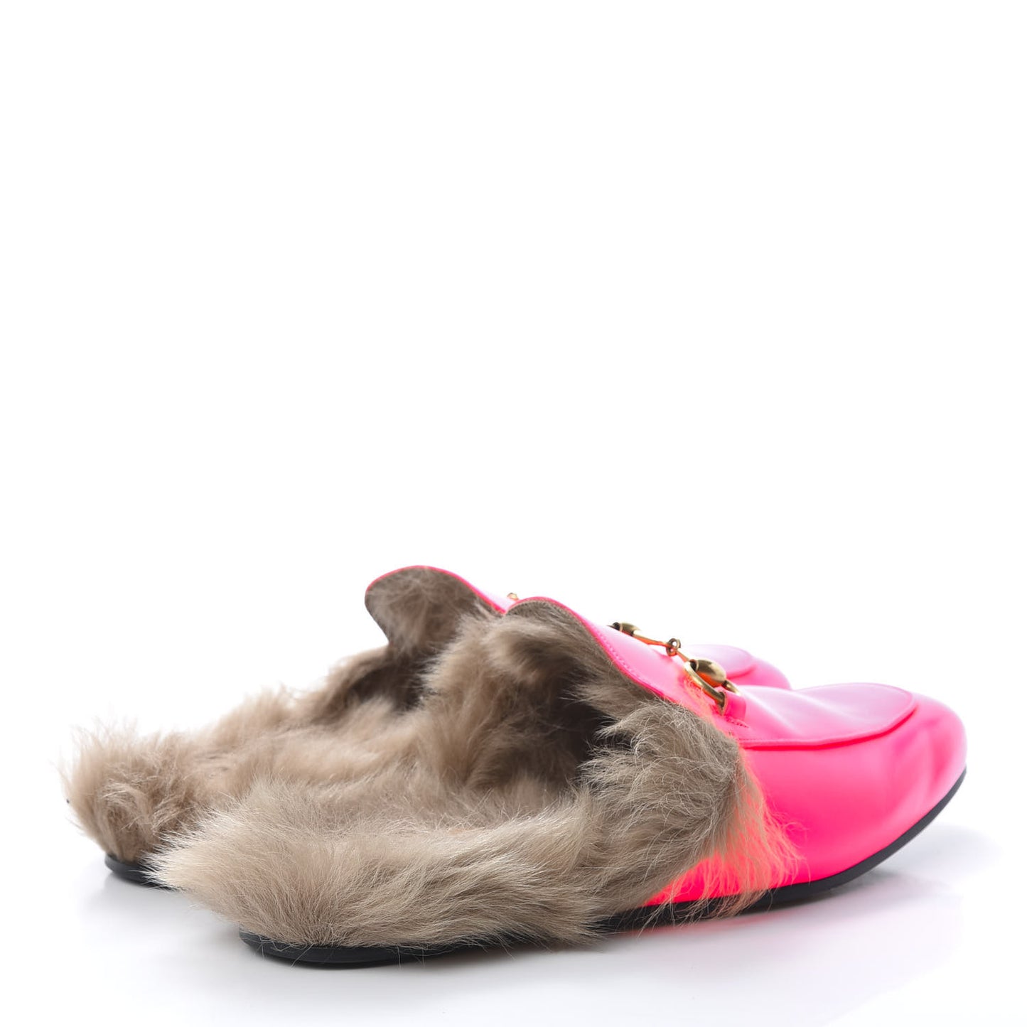 Calfskin Fur Mens Princetown Slippers 8 Fuxia Fluo Natural