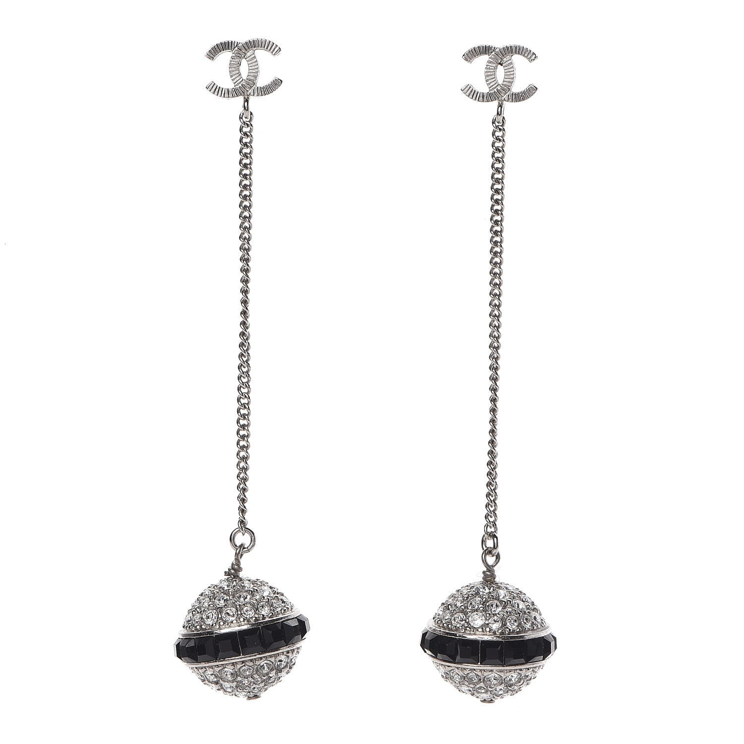 Chanel Crystal CC Dangle Earrings Black 1 of 5