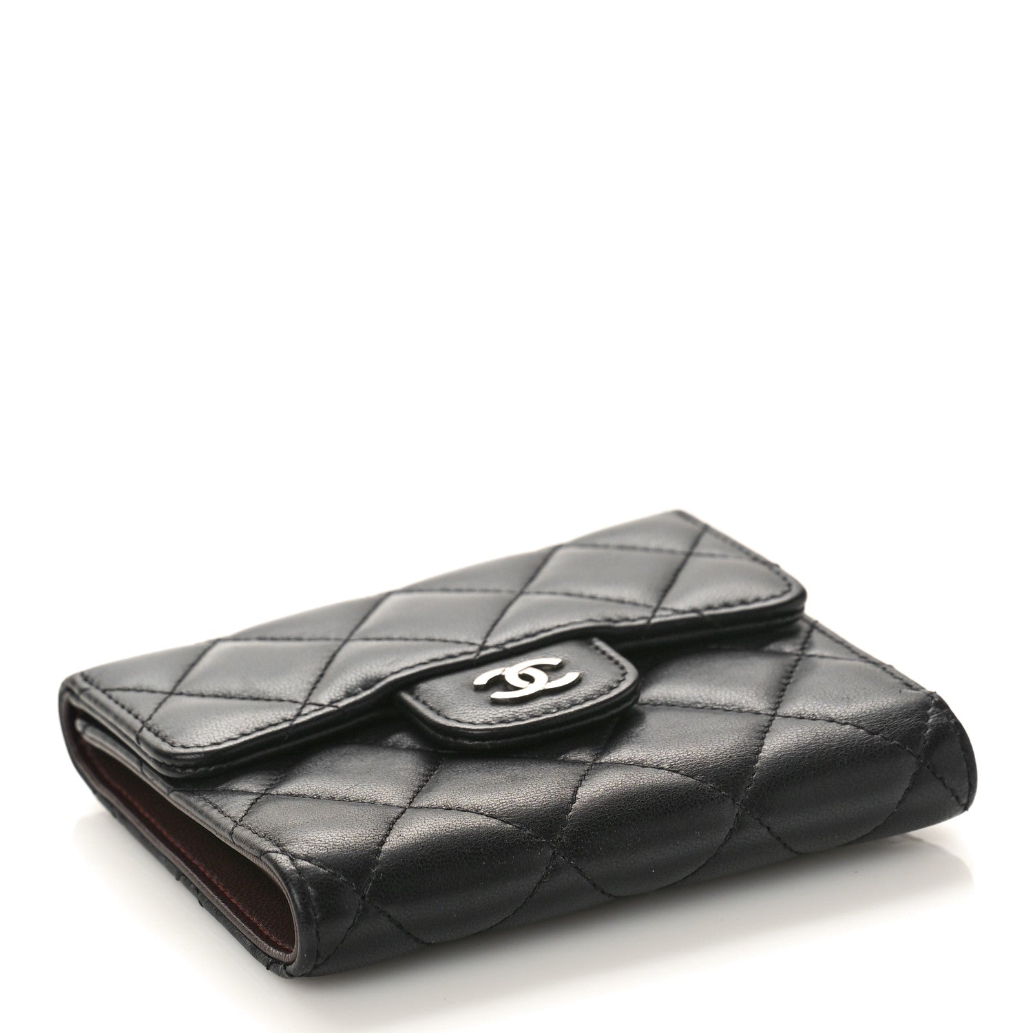 Chanel Lambskin Quilted Small Compact Wallet Black 4 of 11