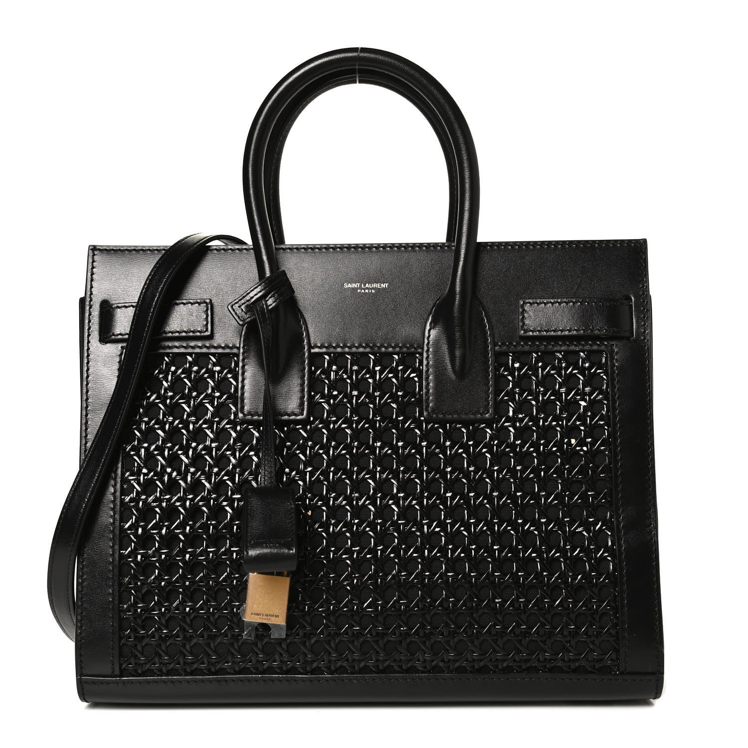 Saint Laurent Calfskin Paglia Palm Sac De Jour Black 1 of 9