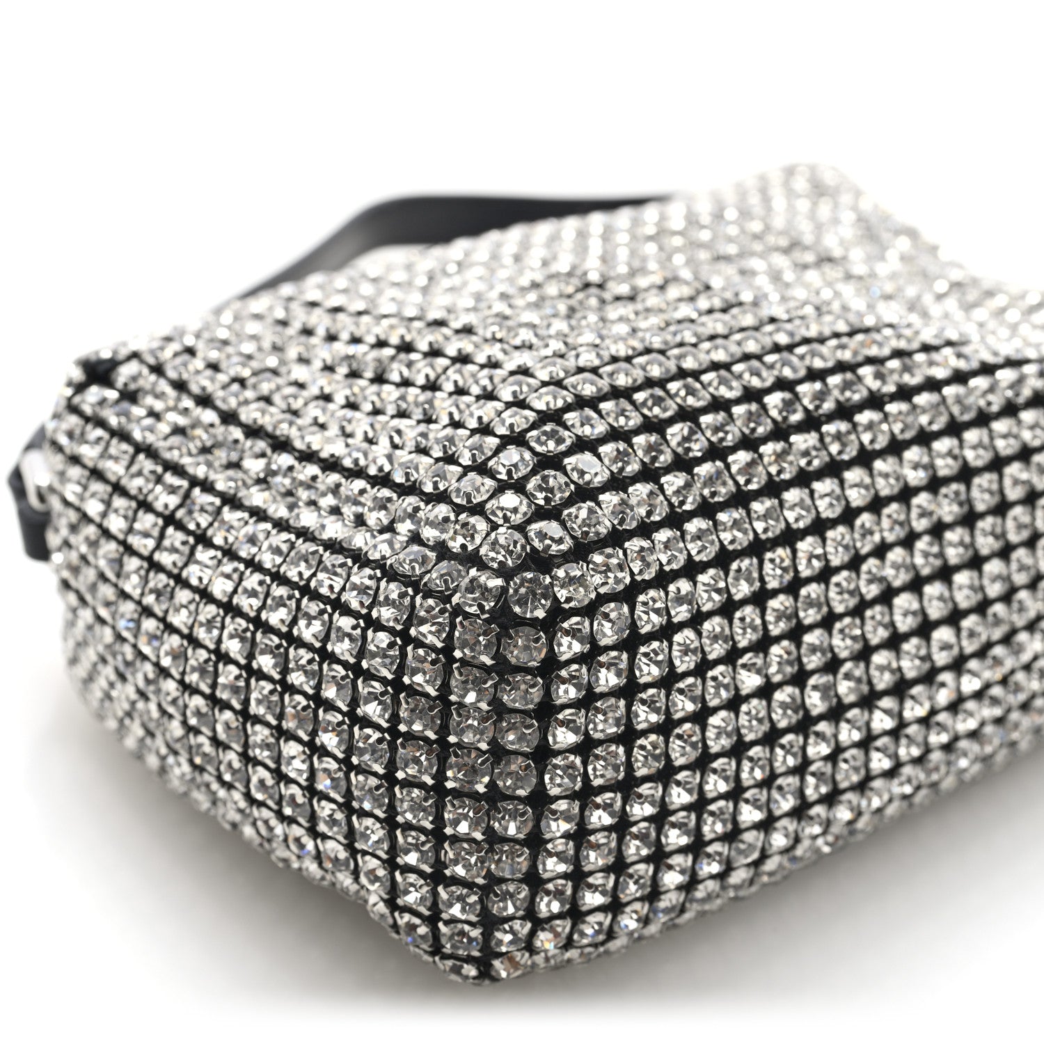 Alexander Wang Mesh Crystal Rhinestone Medium Heiress Pouch Black Silver 8 of 9