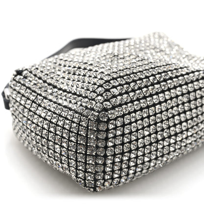 Alexander Wang Mesh Crystal Rhinestone Medium Heiress Pouch Black Silver 8 of 9