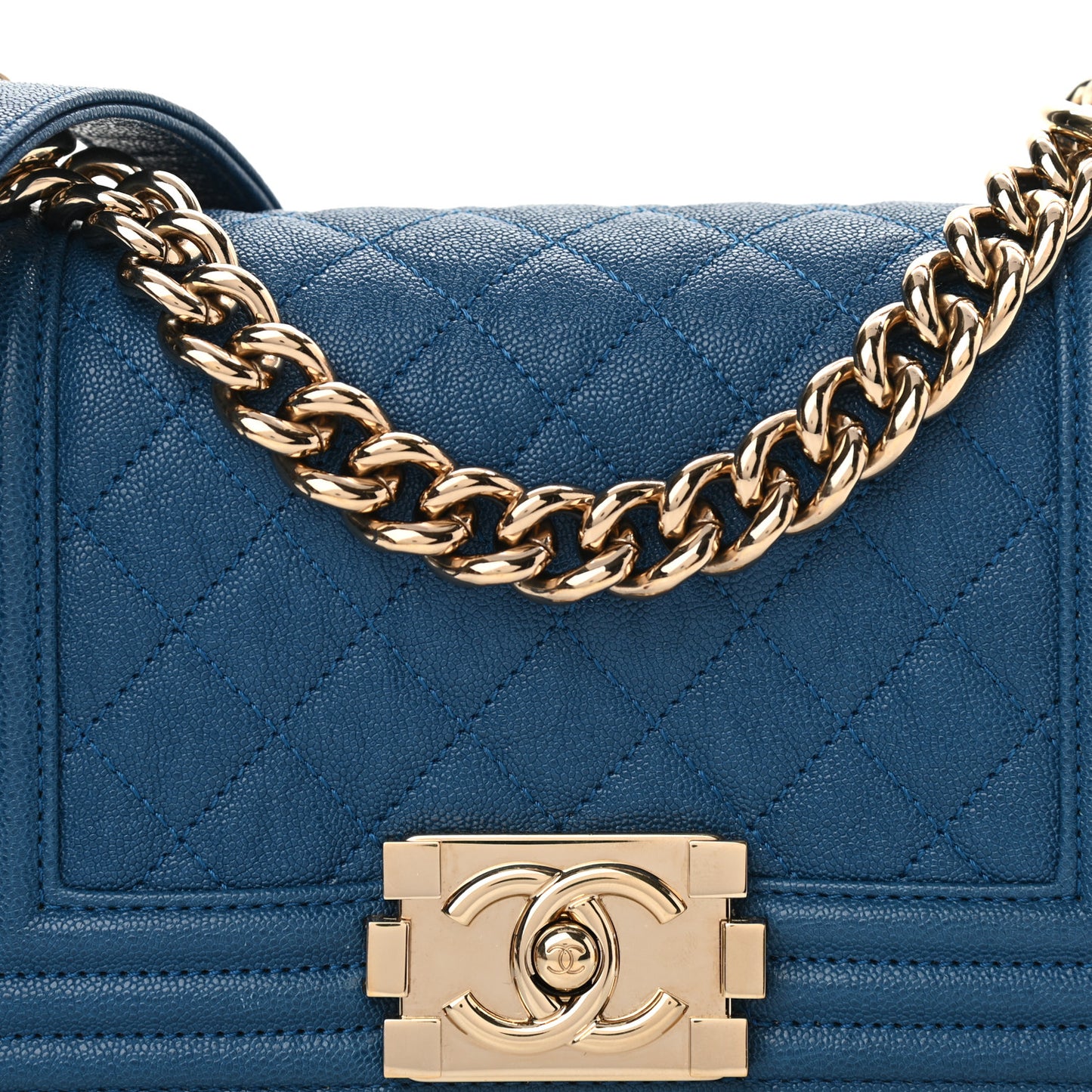 Caviar Quilted Small Boy Flap Blue