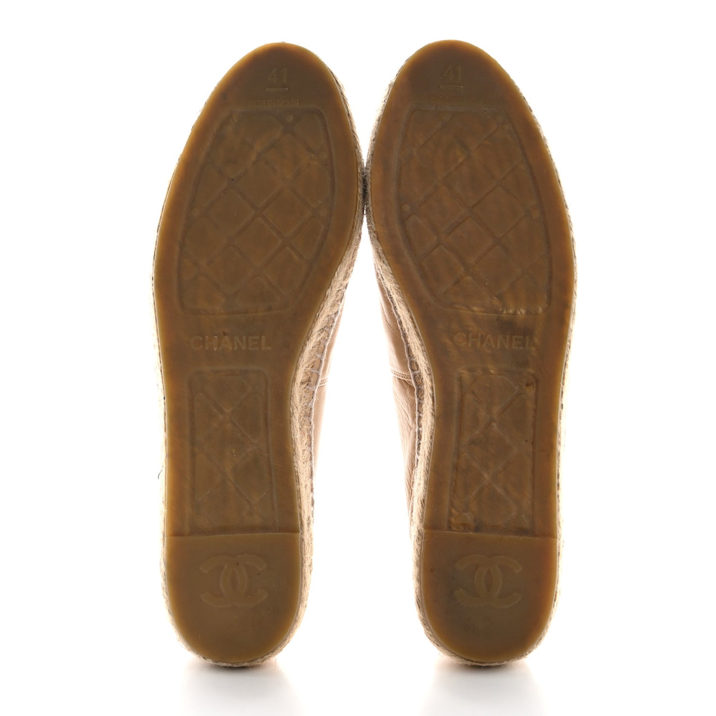 Lambskin CC Espadrilles 41 Beige Black