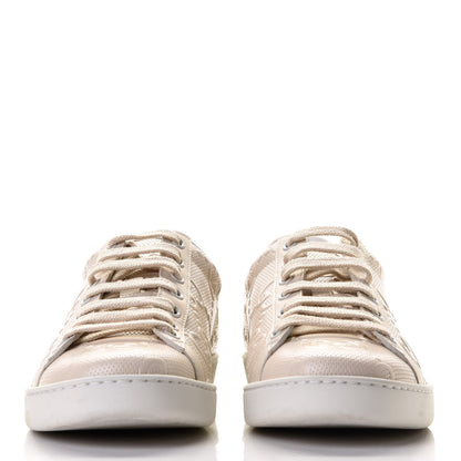 Gucci Calfskin GG Tennis Embossed Womens Ace Sneakers 37.5 Mystic White 5 of 8