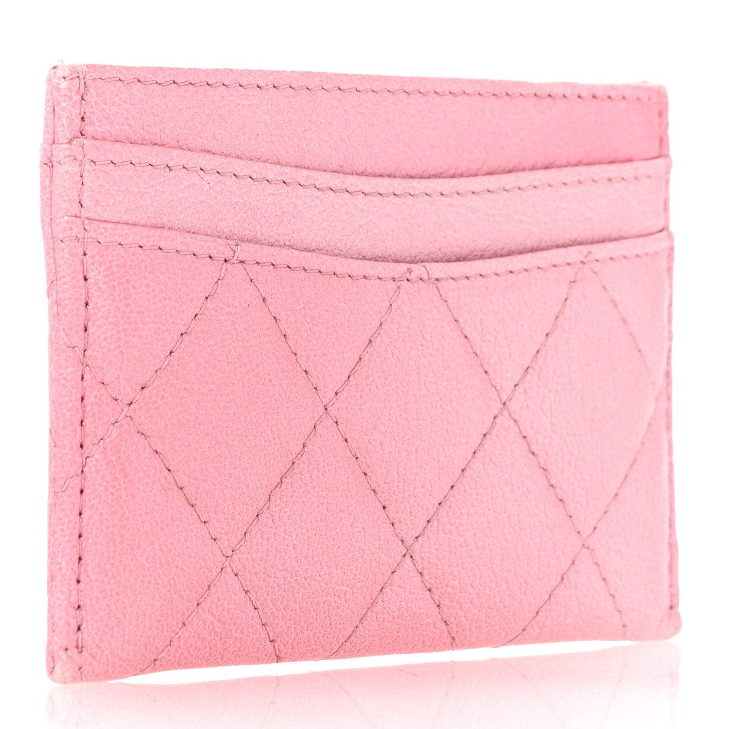 Chanel Cloudy Pearly Goatskin Quilted Card Holder Pink 3 of 9