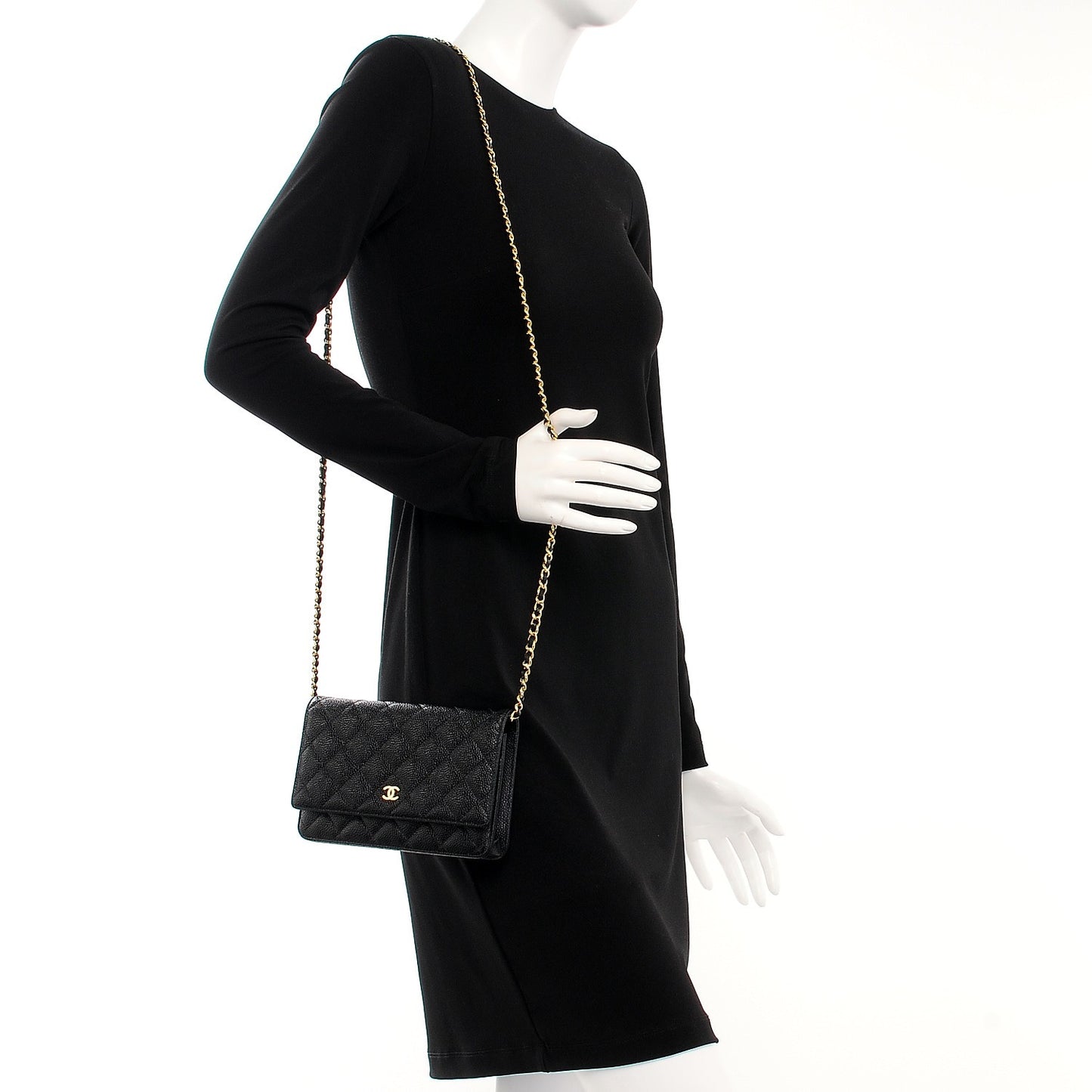 Caviar Quilted Wallet On Chain WOC Black