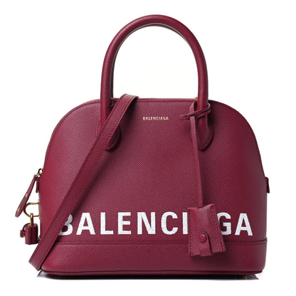 Balenciaga Signature Grained Calfskin Logo S Ville Top Handle Bag Rouge Grenat White 1 of 4
