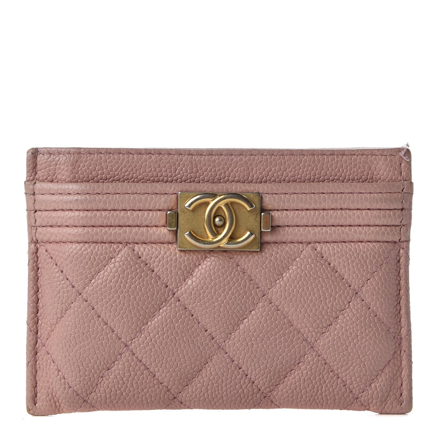 Caviar Quilted Boy Card Holder Light Pink