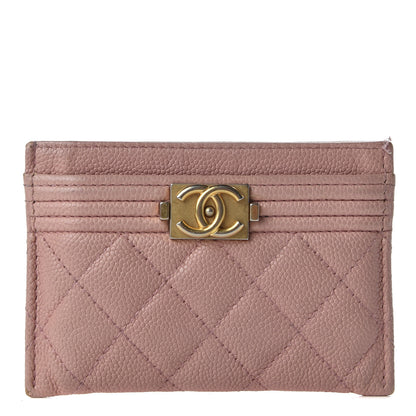 Chanel Caviar Quilted Boy Card Holder Light Pink 1 of 10