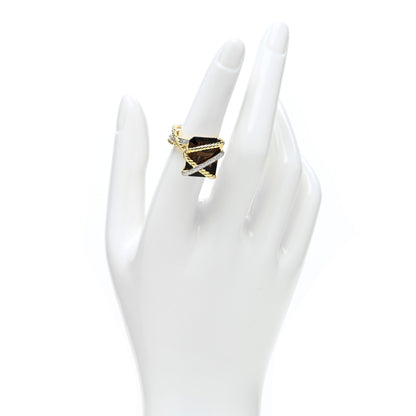 David Yurman 18K Yellow Gold Diamond Smoky Quartz 16mm Cable Wrap Ring 53 6.5 2 of 4