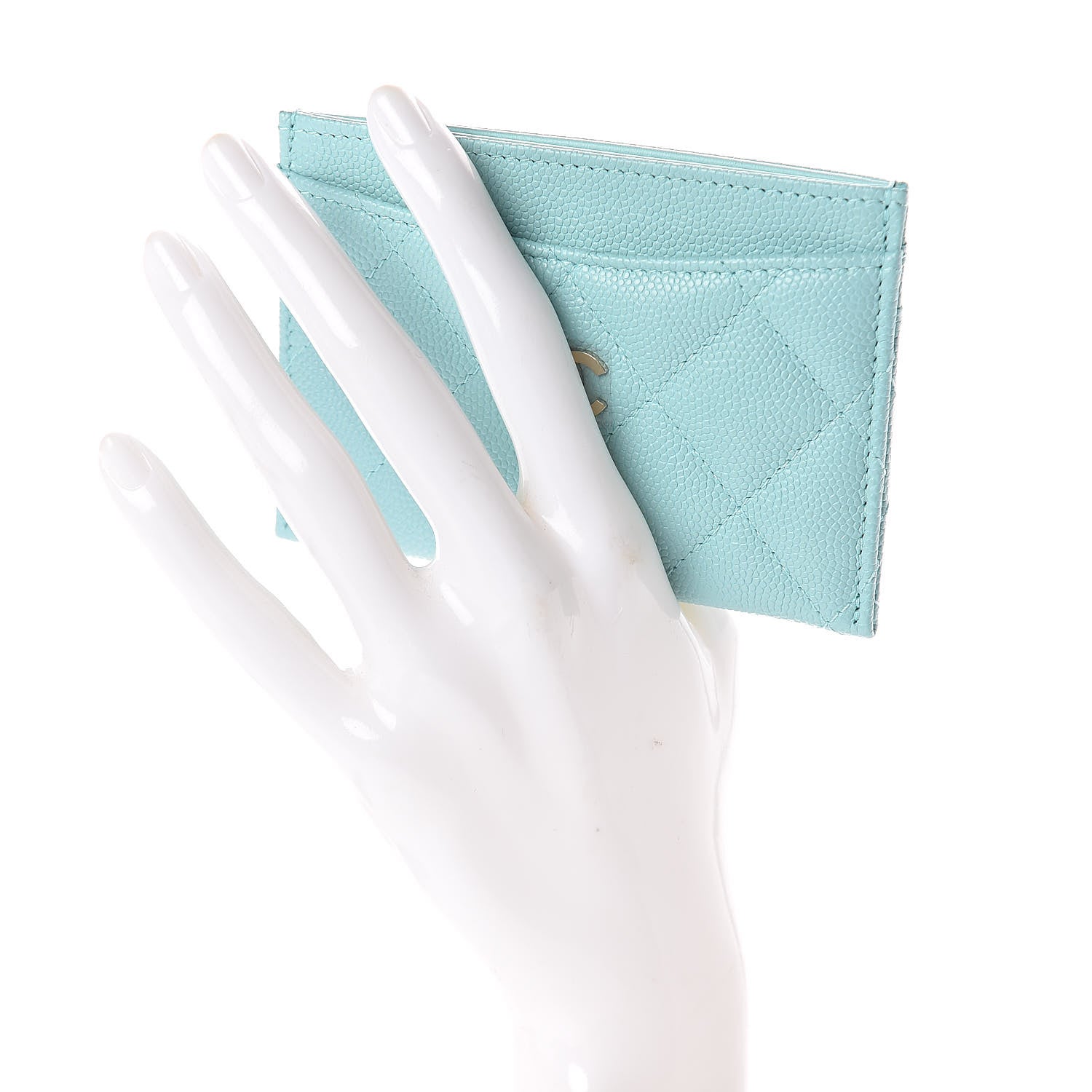 Chanel Caviar Quilted Card Holder Light Blue 2 of 9