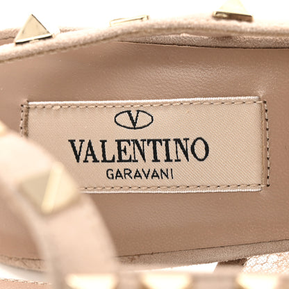Valentino Garavani Mesh Calfskin Rockstud Ankle Strap 100mm Pumps 37 Biscotto 7 of 13