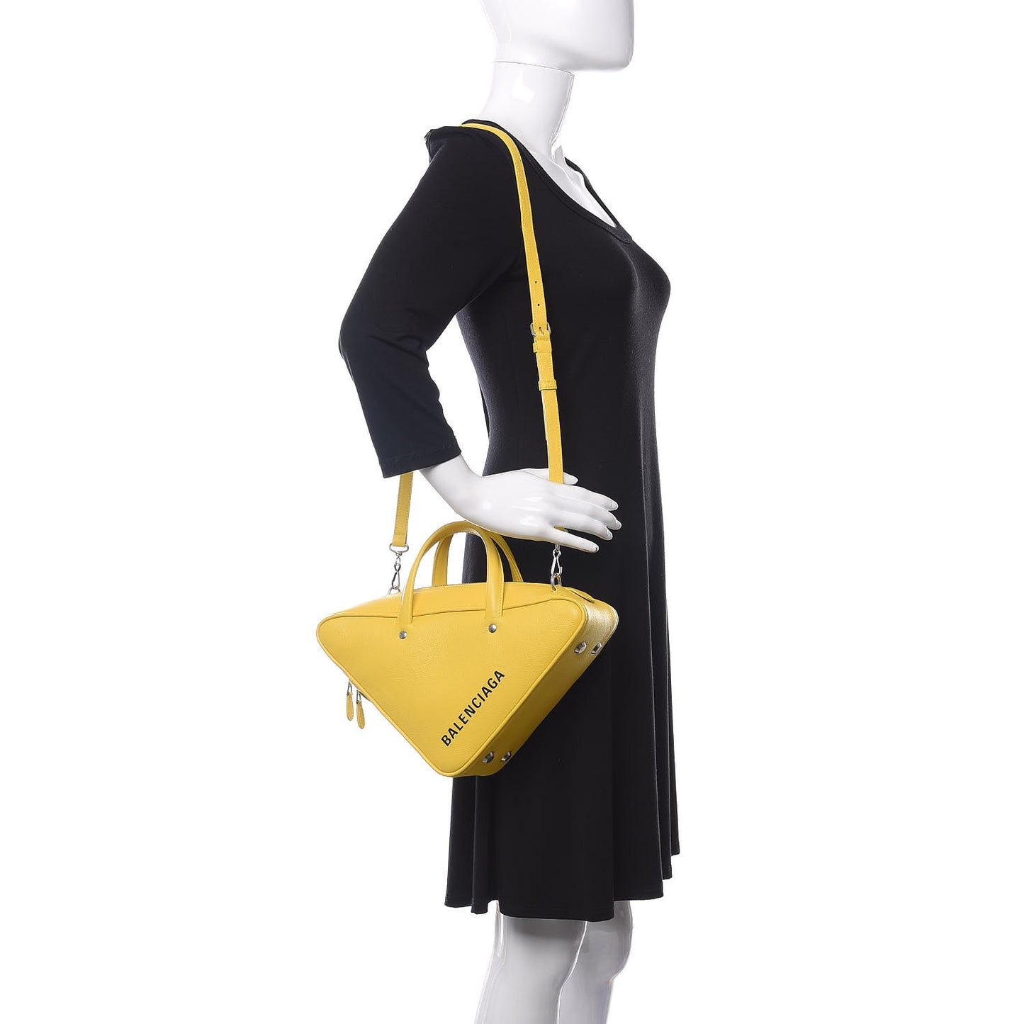 Shiny Day Calfskin Logo S Triangle Duffle Jaune Black