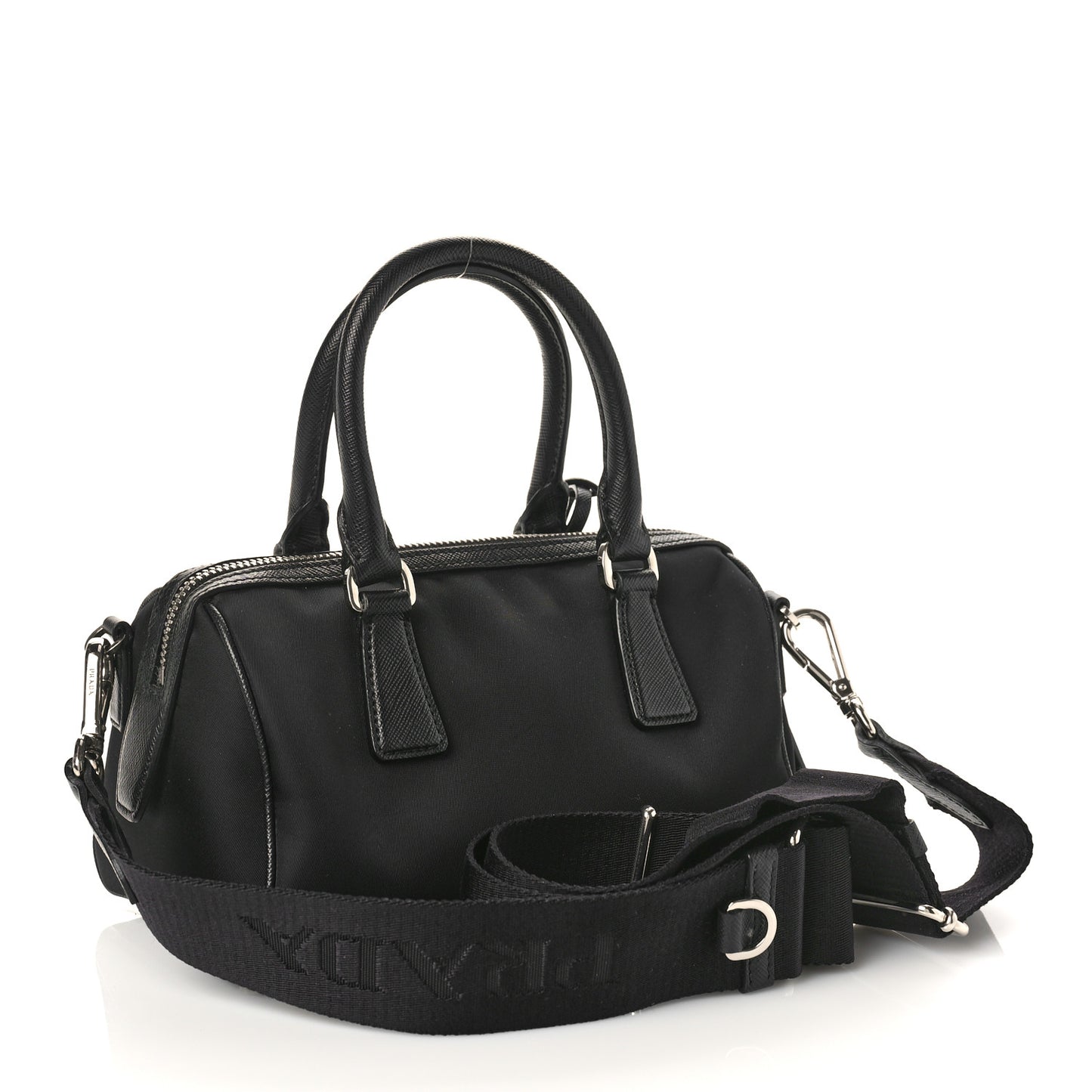 Nylon Saffiano Re-Edition 2005 Top Handle Crossbody Bag Black
