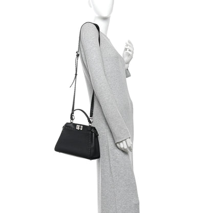 Fendi Cuoio Romano Selleria Bi-Color Mini Peekaboo Iconic Satchel Black Mou 2 of 11