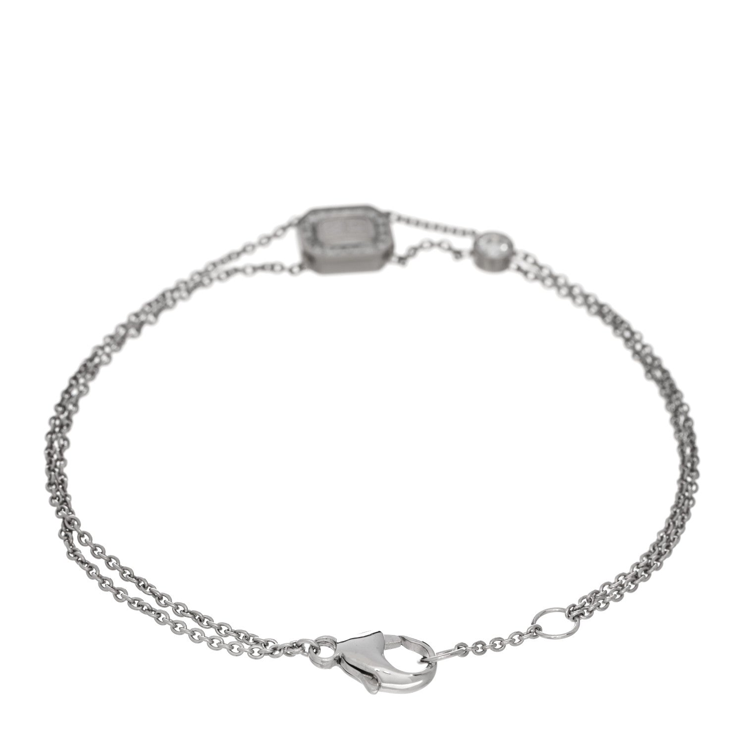 Harry Winston 18K White Gold Diamond HW Logo Bracelet 2 of 4