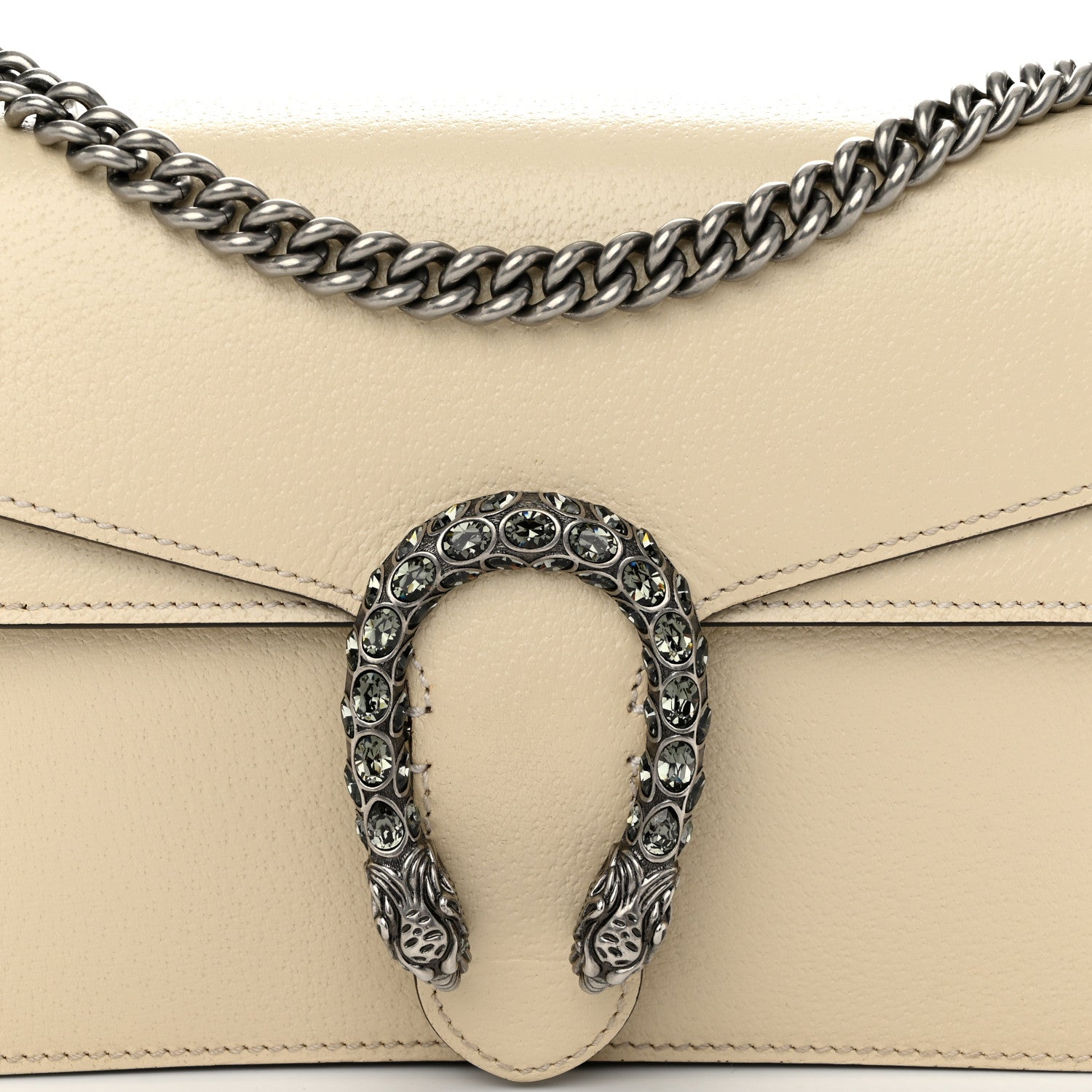 Gucci Textured Calfskin Crystal Small Dionysus Shoulder Bag Mystic White 9 of 11
