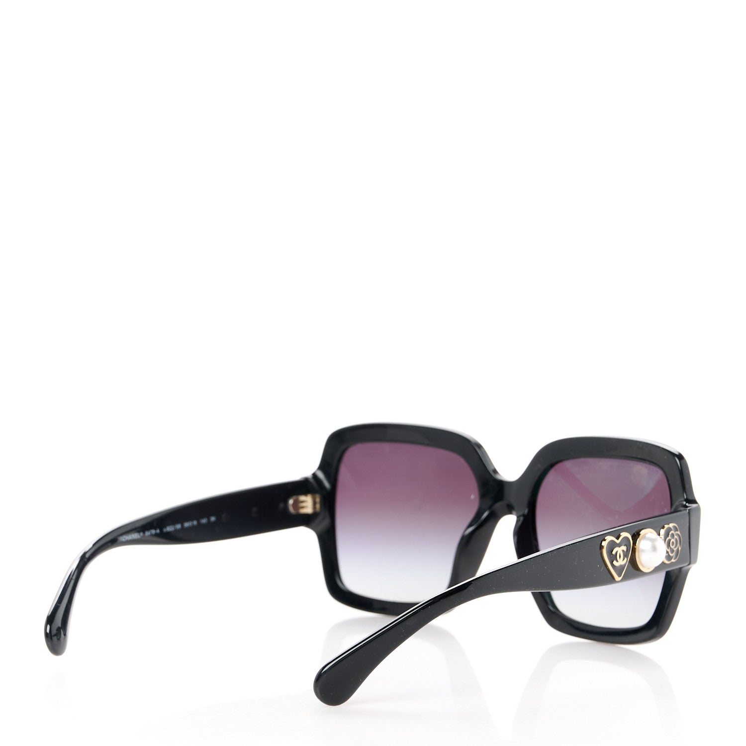 Chanel Acetate Charms Pearl Square Sunglasses 5479-A Black Gold 4 of 7