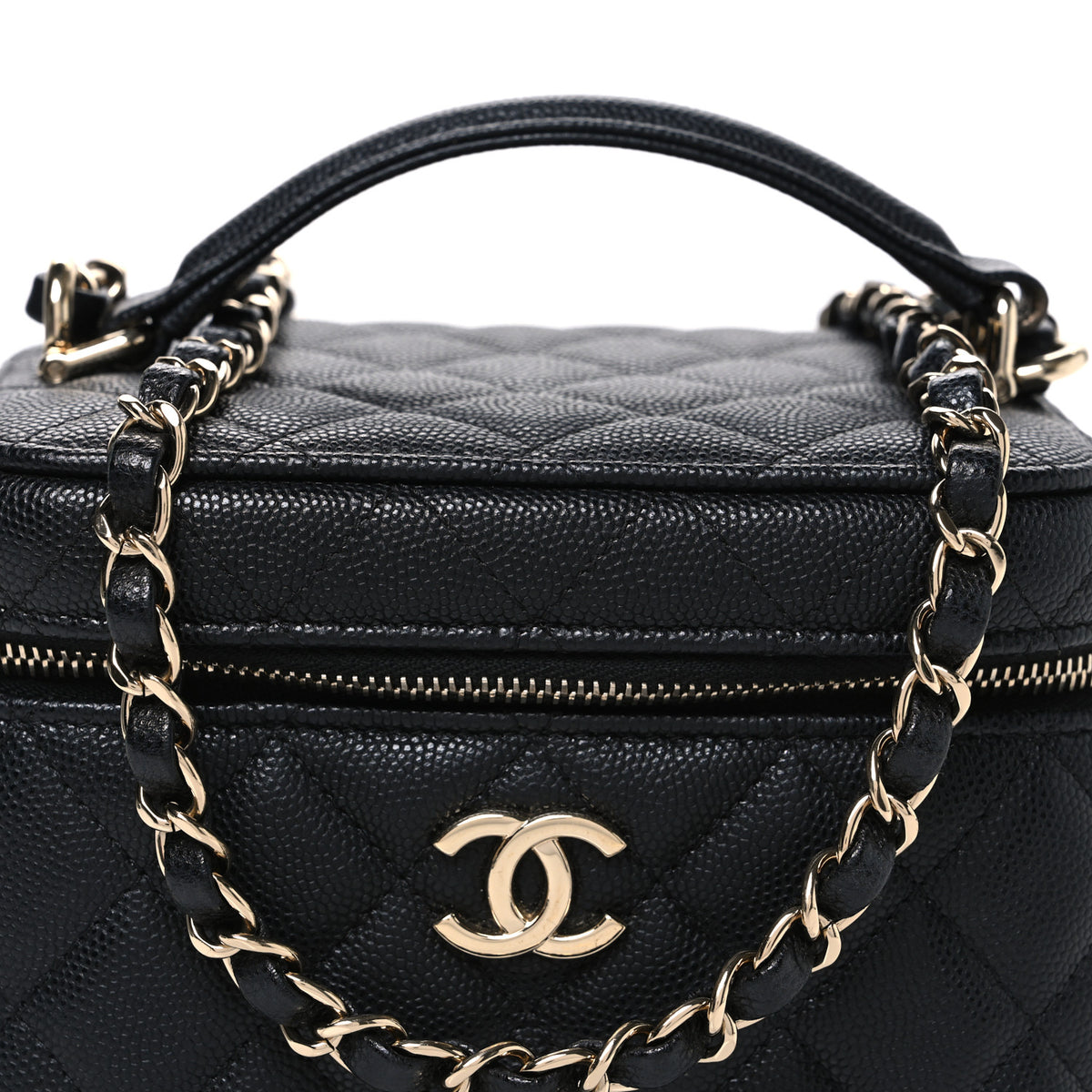 Caviar Quilted Small CC Vanity Case Black