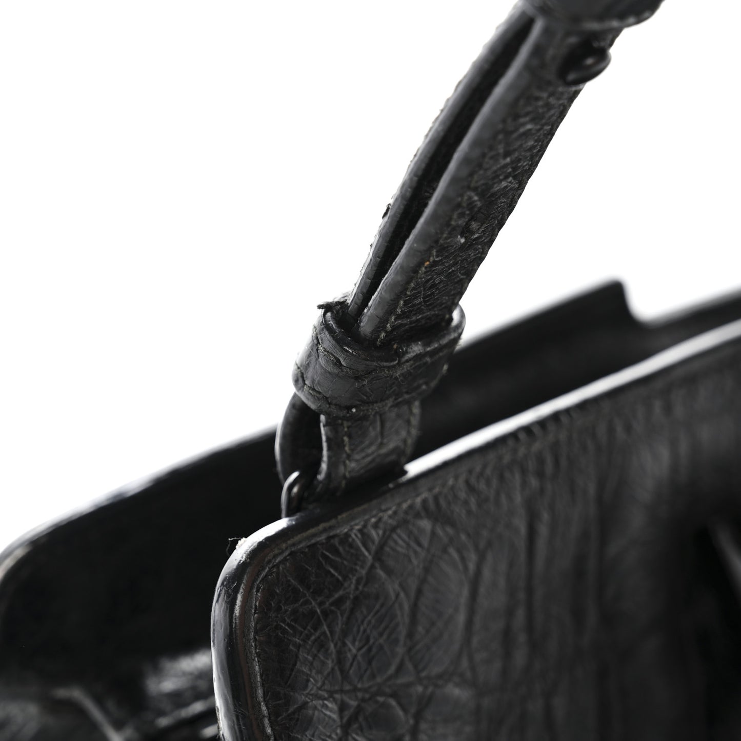Calfskin Crocodile Embossed Small Monogram Cabas Black