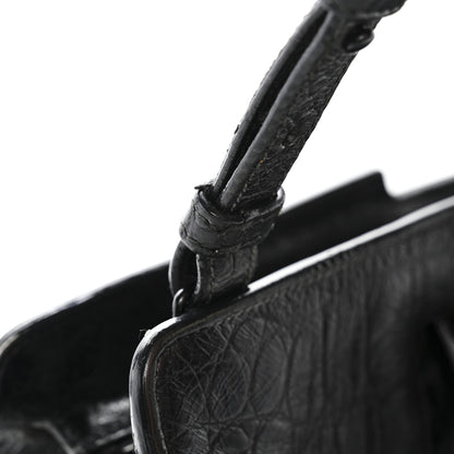 Saint Laurent Calfskin Crocodile Embossed Small Monogram Cabas Black 15 of 21