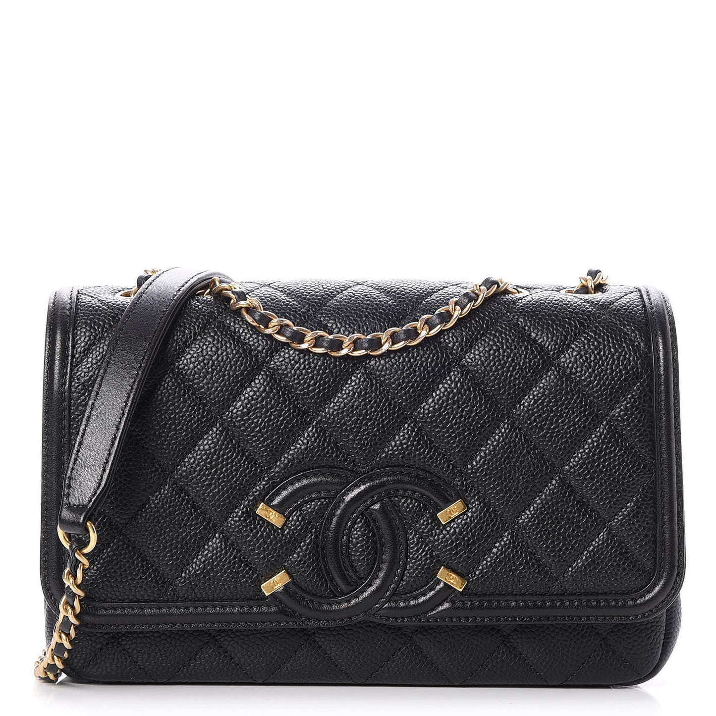 Caviar Quilted Small CC Filigree Flap Black