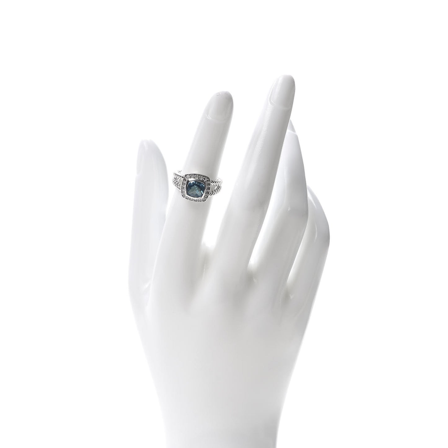 Sterling Silver Diamond Blue Topaz 7mm Petite Albion Ring 49 4.75