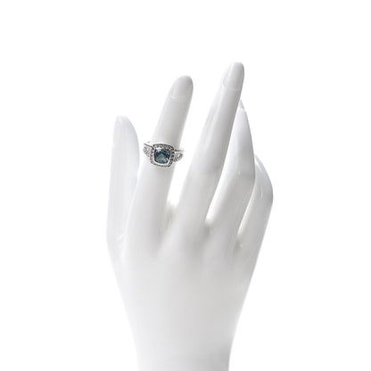 David Yurman Sterling Silver Diamond Blue Topaz 7mm Petite Albion Ring 49 4.75 2 of 6