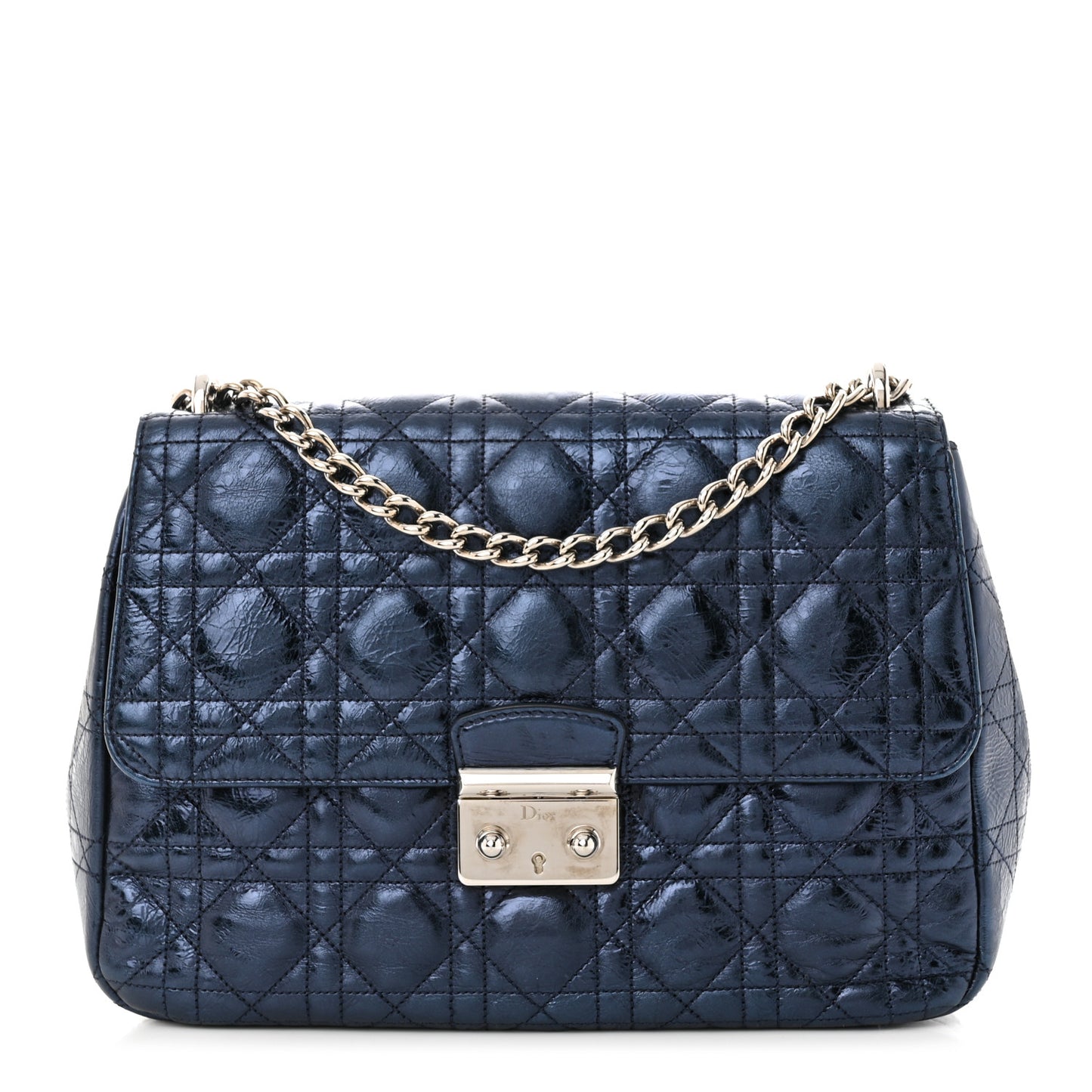 Metallic Calfskin Large Miss Dior Flap Marine