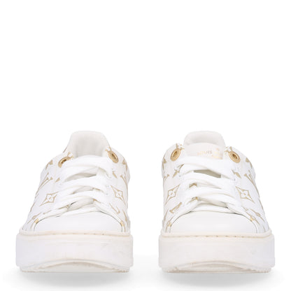 Louis Vuitton Calfskin Monogram Debossed Time Out Sneakers 37 Gold 3 of 10