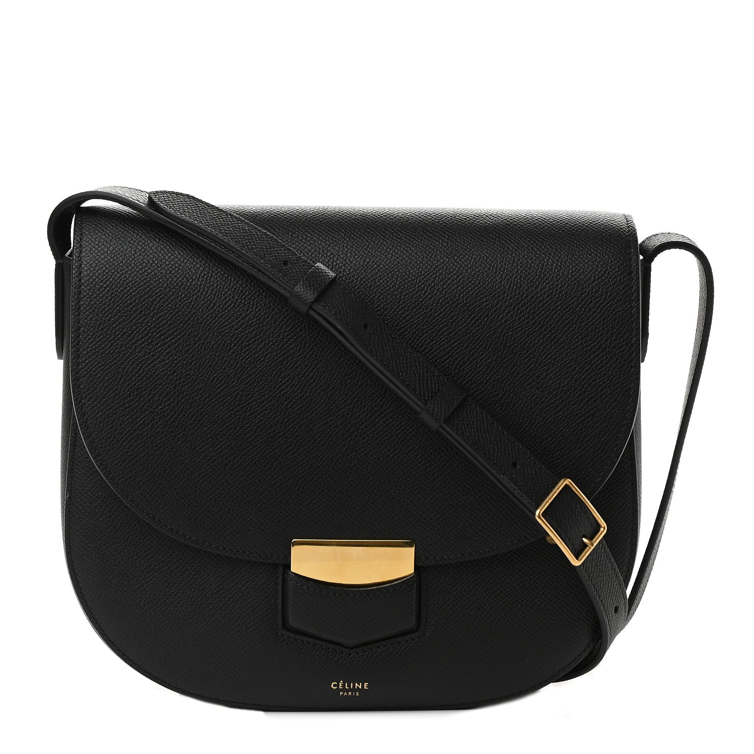Celine Grained Calfskin Compact Trotteur Black 1 of 8
