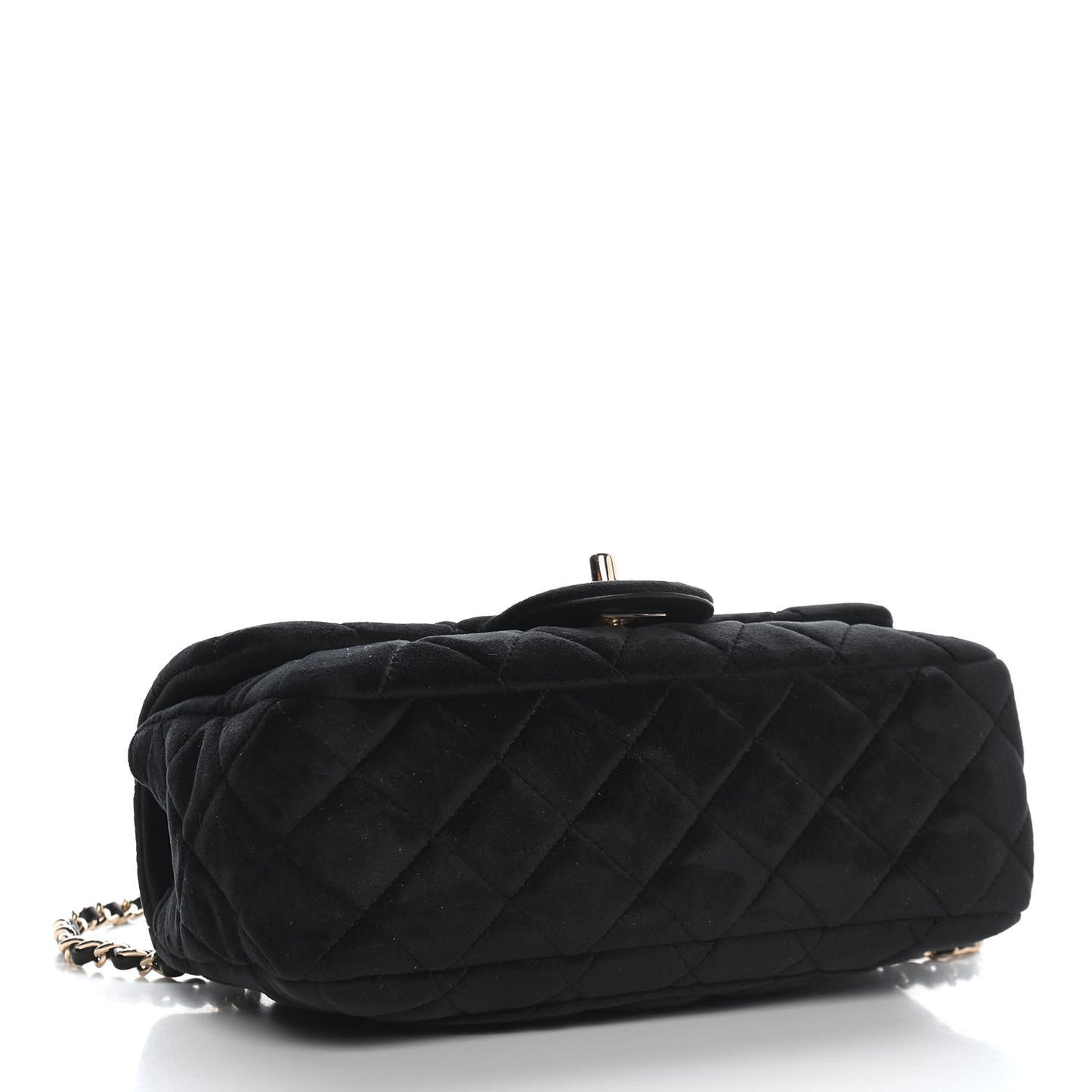 Velvet Quilted Mini Rectangular Pearl Crush Flap Black