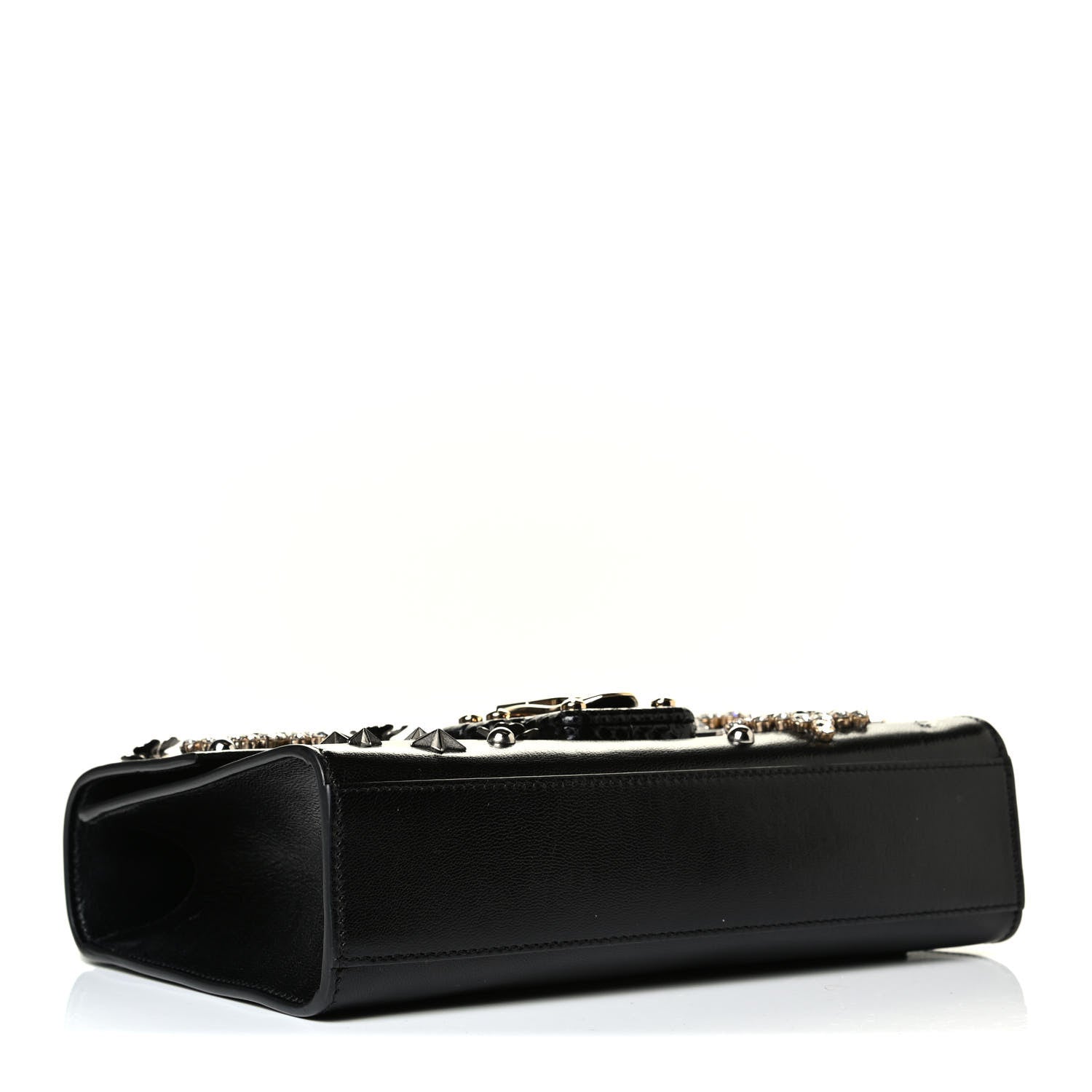 Dolce & Gabbana Calfskin Embellished Lucia Top Handle Bag Black 3 of 7