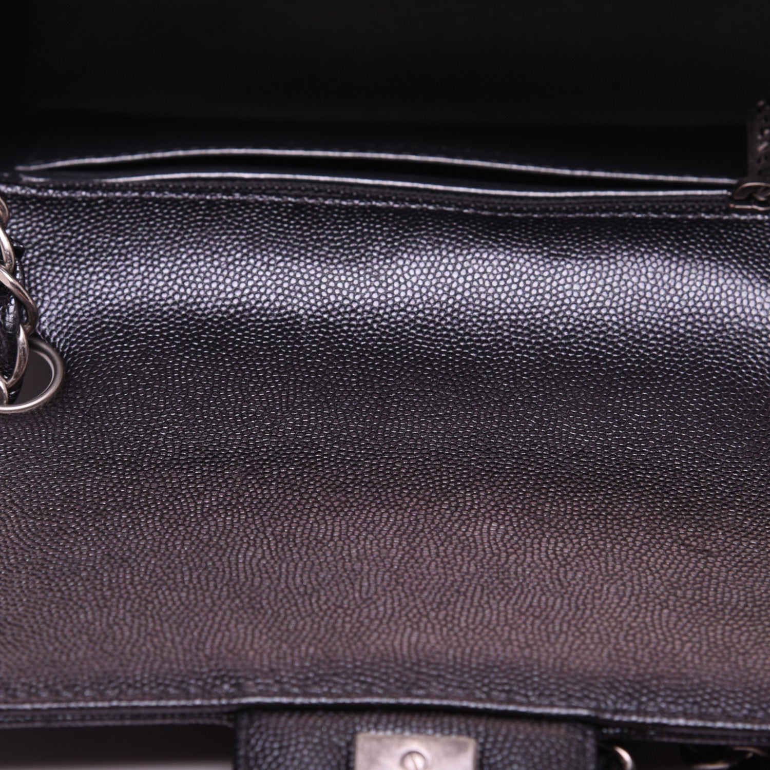 Chanel Metallic Caviar Chevron Quilted Mini Rectangular Flap Black 12 of 13