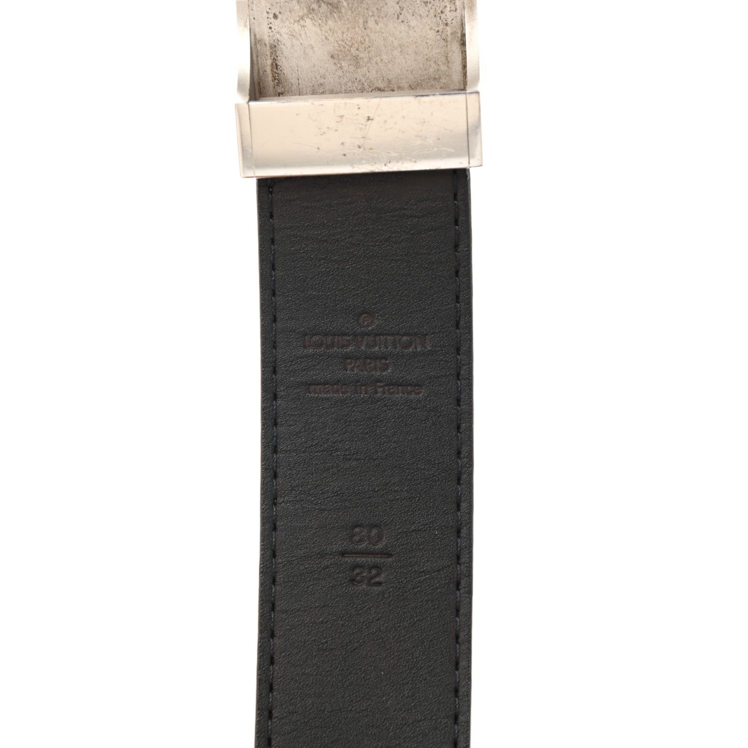 Louis Vuitton Damier Ebene LV Paris Buckle Belt 80 32 Silver 3 of 6