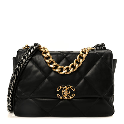 Chanel Goatskin Quilted Large Chanel 19 Flap Black 1 of 10