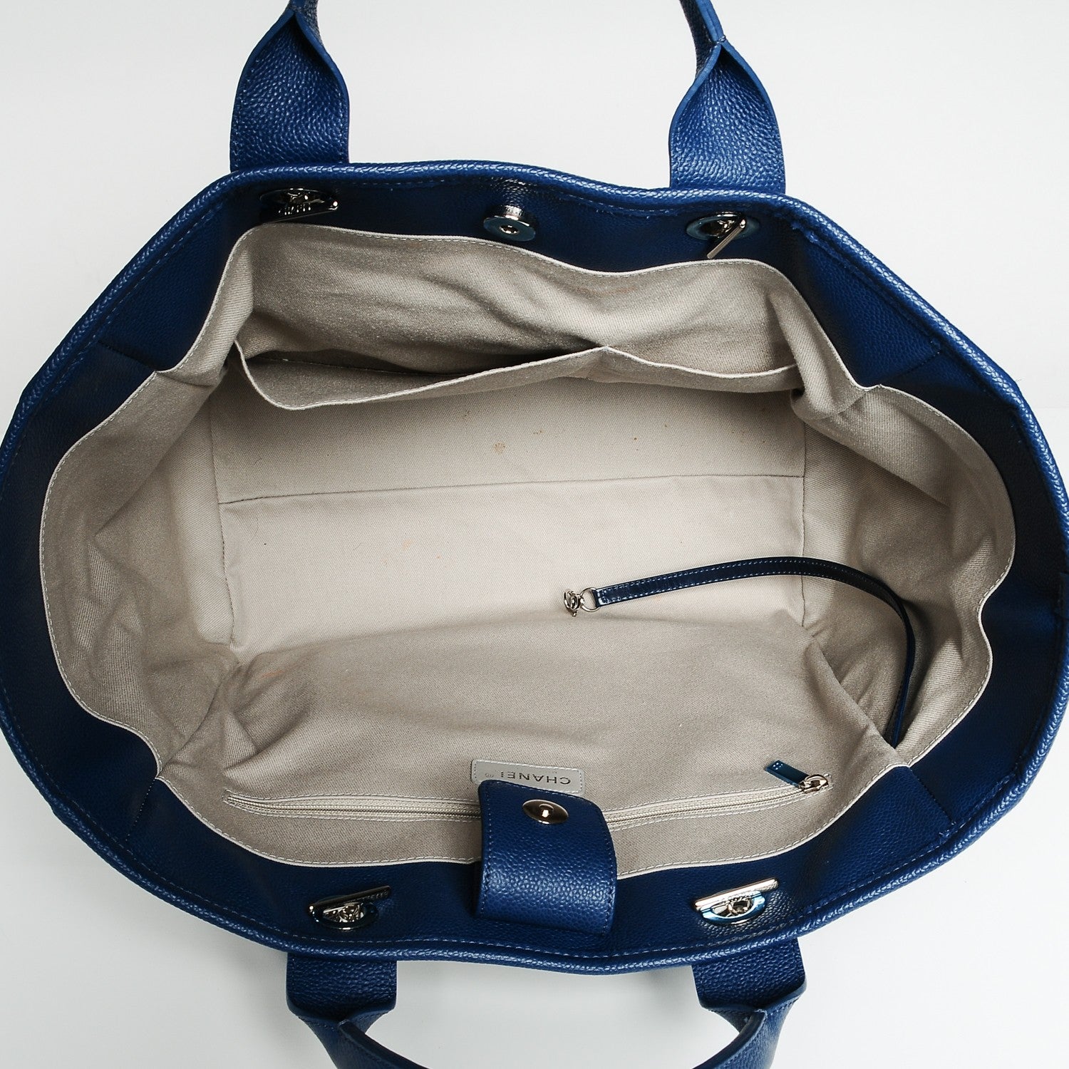 Chanel Glazed Calfskin Large Deauville Tote Blue 5 of 7
