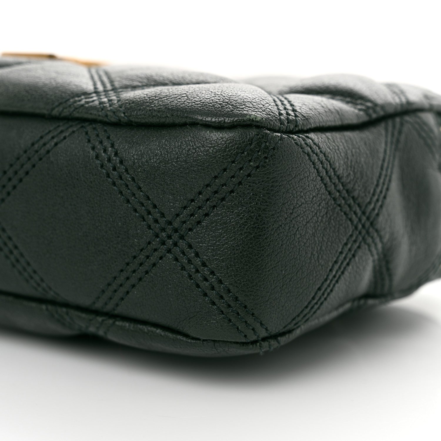 Saint Laurent Grained Lambskin Quilted Mini Becky Double Zip Bag Dark Green 11 of 11