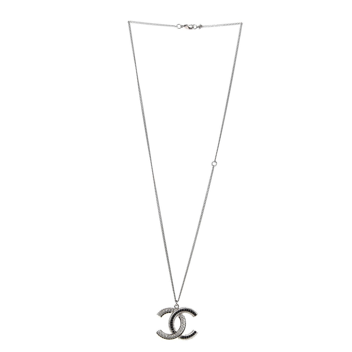 Crystal CC Necklace Silver Black