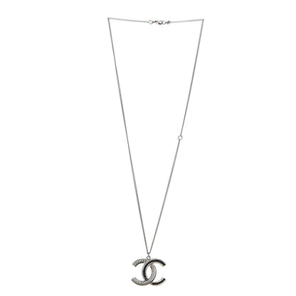 Chanel Crystal CC Necklace Silver Black 3 of 7