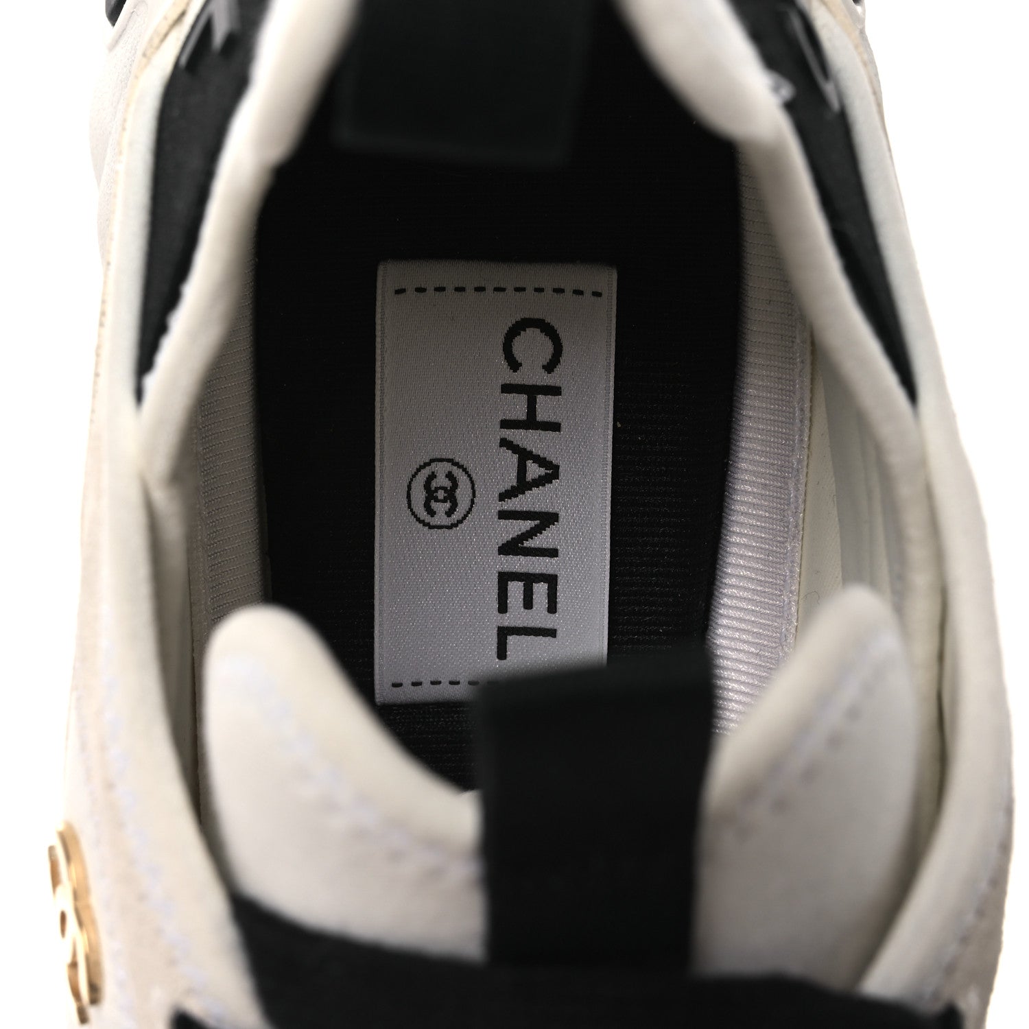 Chanel Velvet Calfskin Mixed Fibers CC Sneakers 40.5 Ivory Black 9 of 11