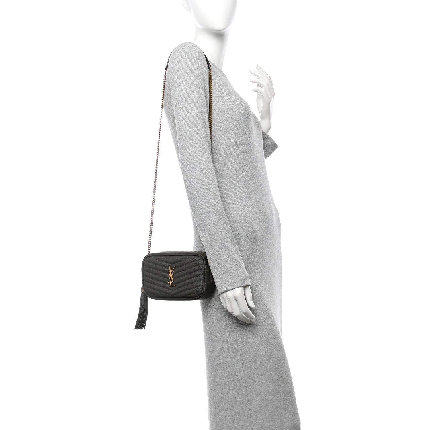 Saint Laurent Grain De Poudre Matelasse Monogram Mini Lou Camera Bag Pebble 3 of 11