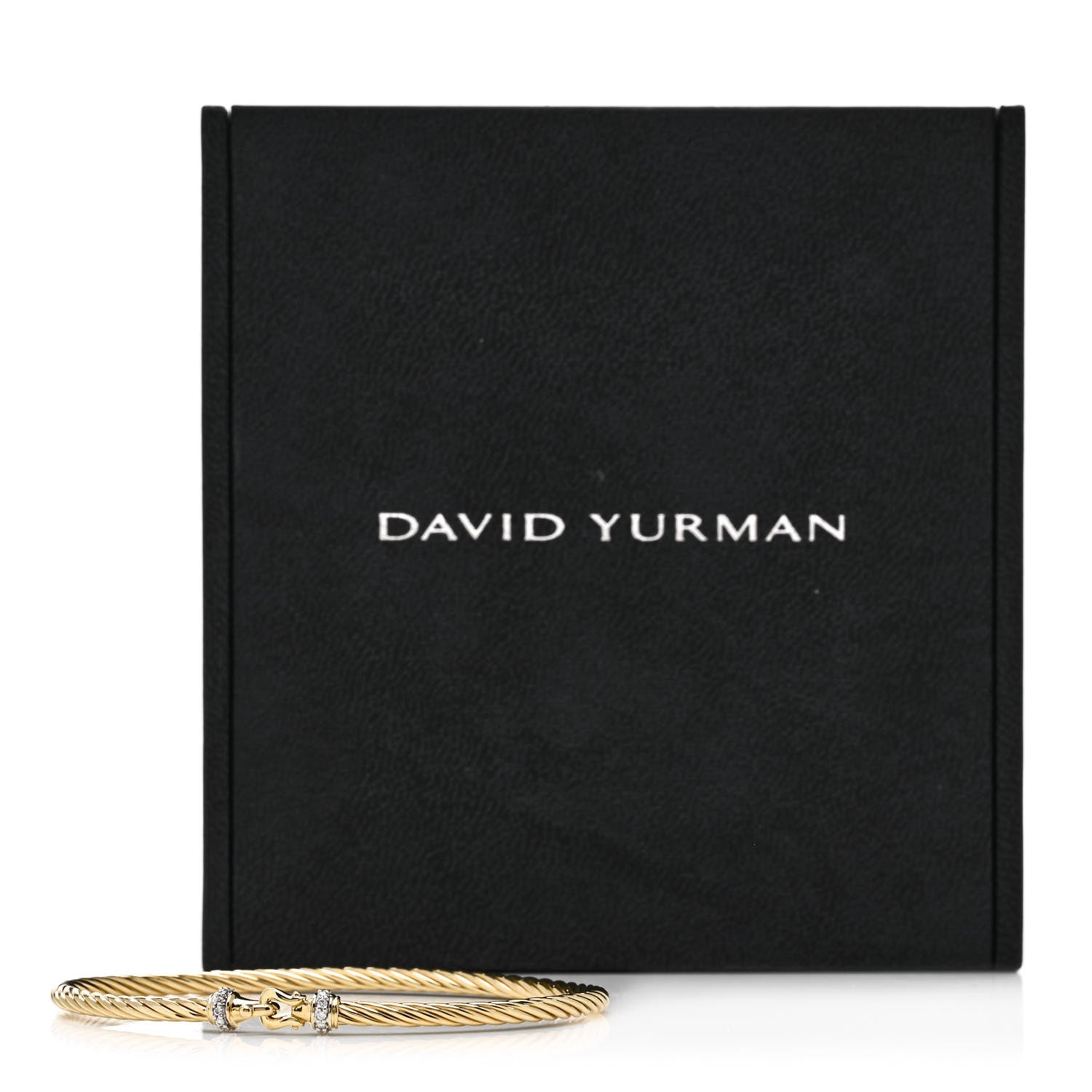 David Yurman 18K Yellow Gold Diamond 2.6mm Cable Collectibles Buckle Bracelet 4 of 4