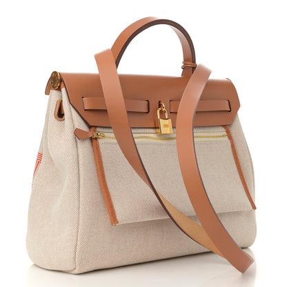 Hermes H Plume Canvas Vache Hunter Circuit 24 Herbag Zip Retourne 31 Orange Mecano Ecru Beige Naturel 4 of 11