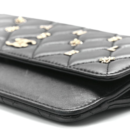 Chanel Lambskin Quilted All About Chanel Charm Wristlet Wallet Black 12 of 13