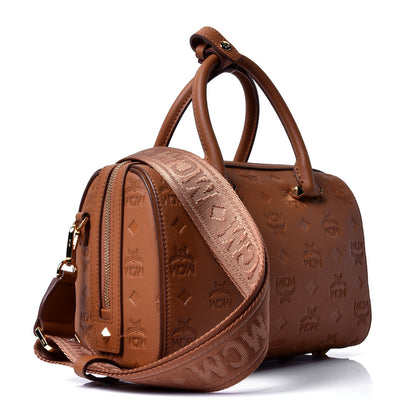 MCM Calfskin Ottomar Monogram Essential Boston Bag Cognac 2 of 4