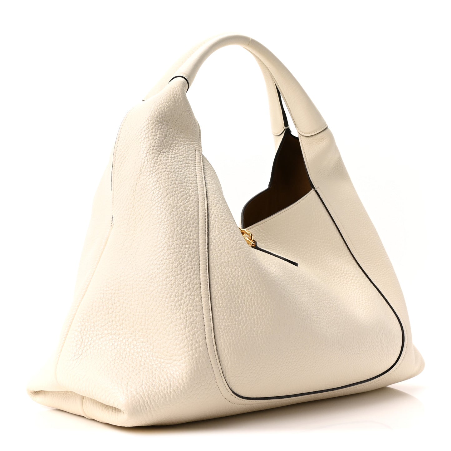 Grained Calfskin Softbit Maxi Shoulder Bag Dusty White
