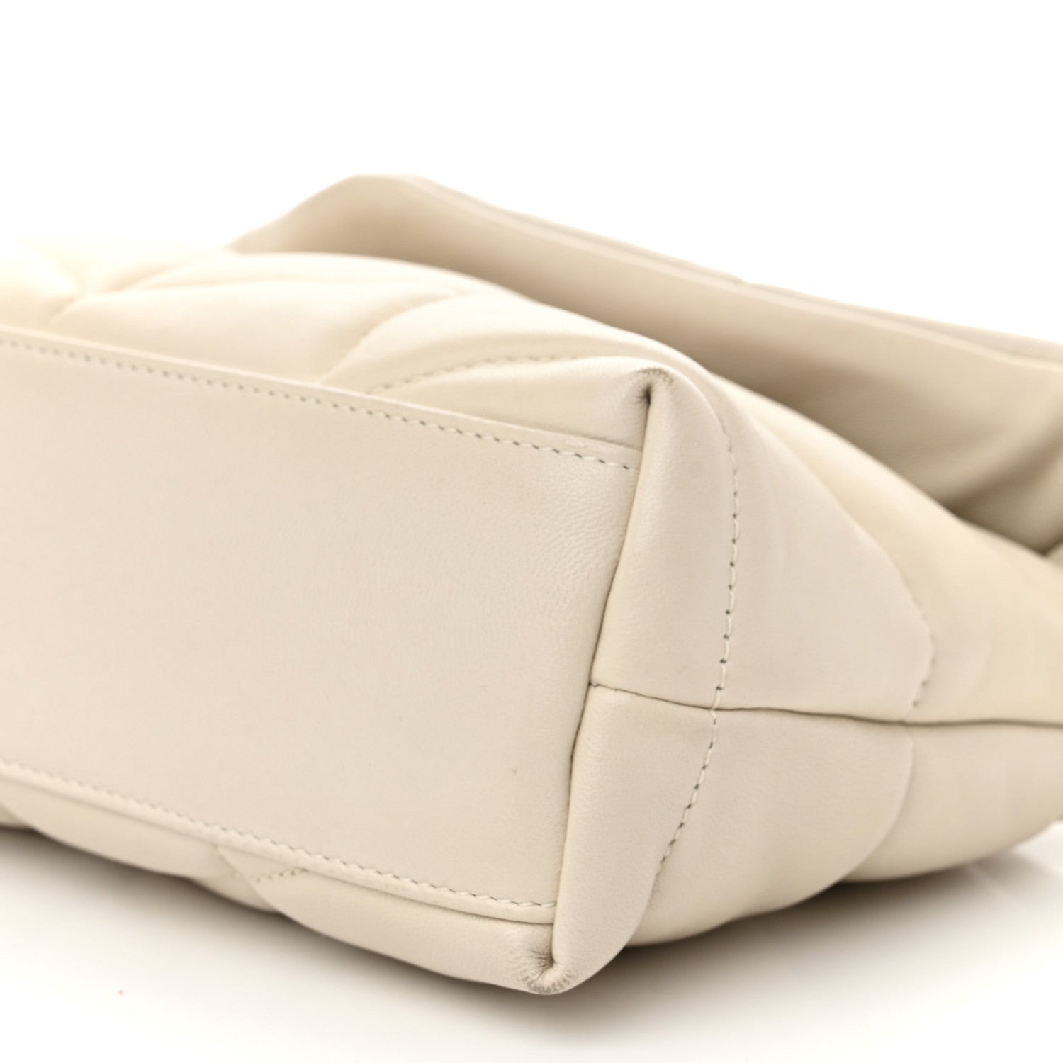 Saint Laurent Lambskin Quilted Toy Loulou Puffer Monogram Chain Satchel Blanc Vintage 9 of 12